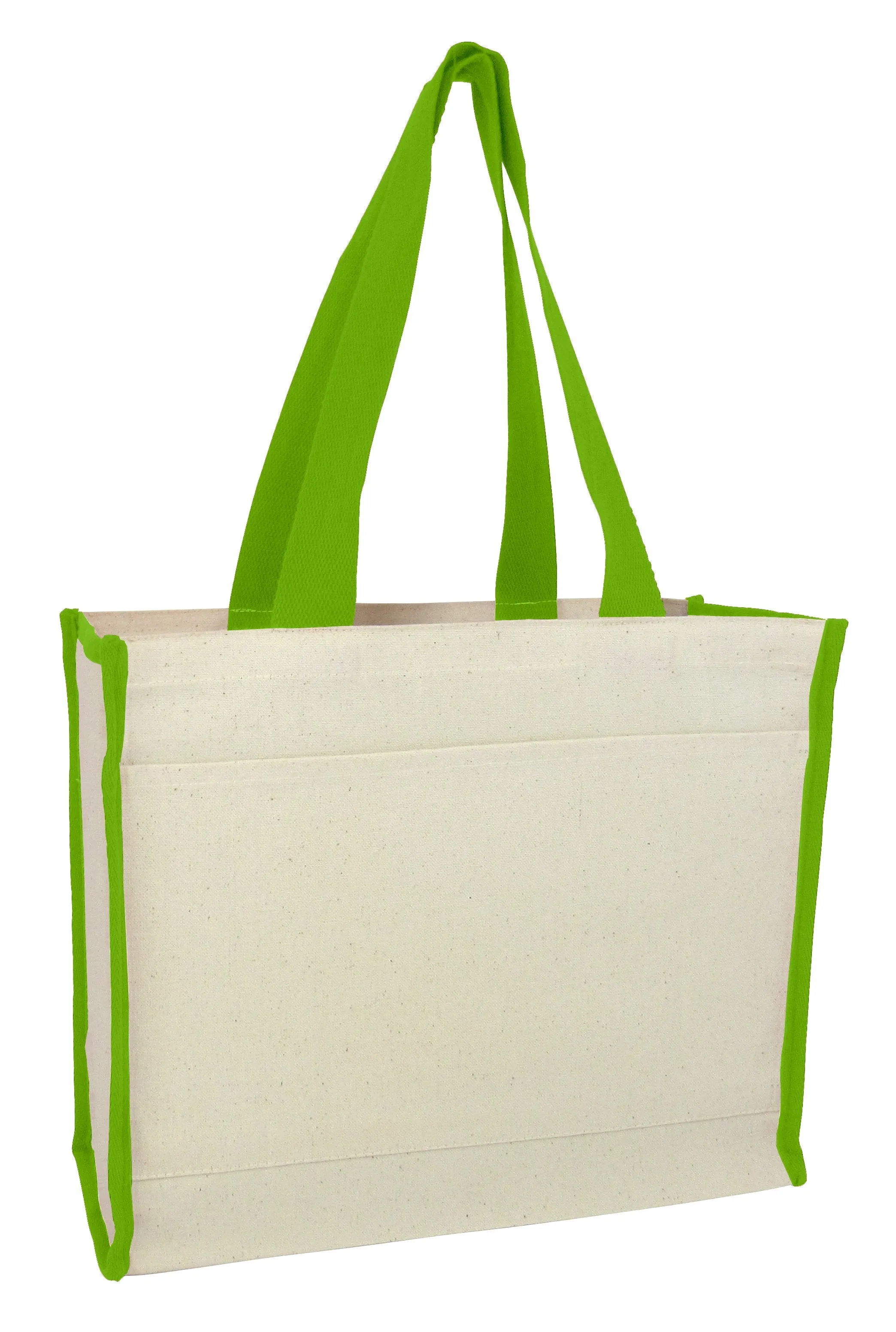 12 ct Heavy Canvas Tote Bag with Colored Trim - By Dozen - Alternative Colors