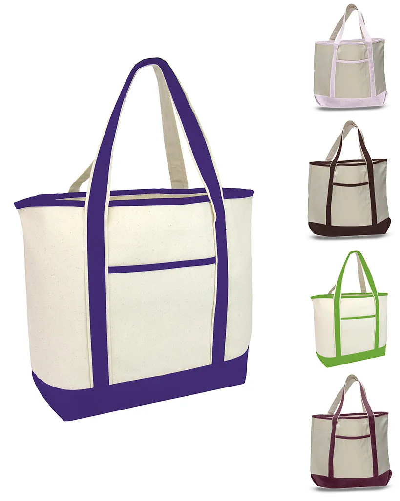 12 ct Jumbo Size Heavy Canvas Deluxe Tote Bag - By Dozen - Alternative Colors