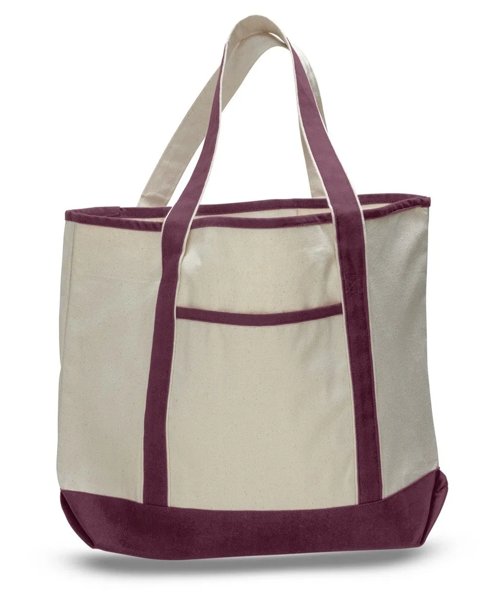 12 ct Jumbo Size Heavy Canvas Deluxe Tote Bag - By Dozen - Alternative Colors