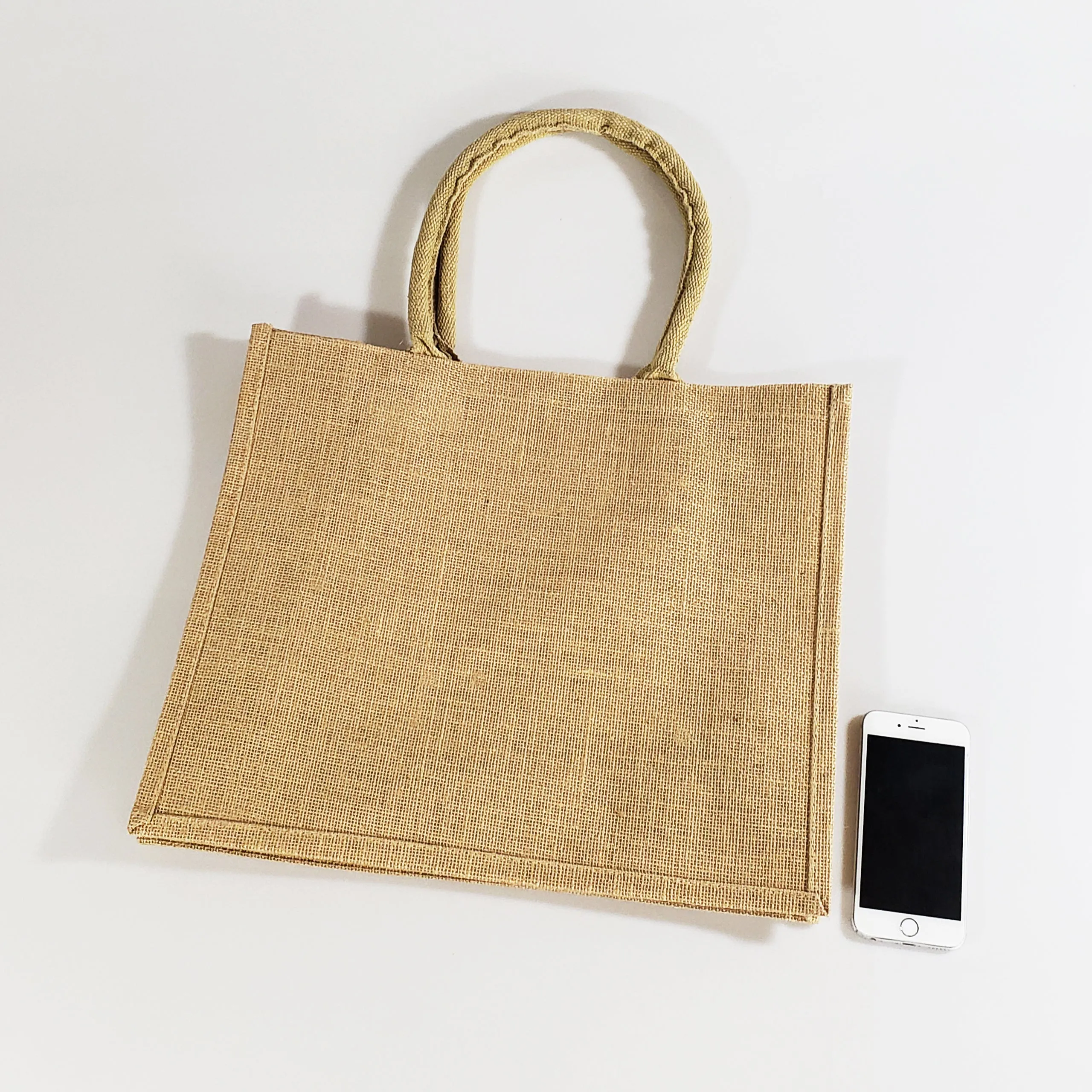 48 ct Large Burlap Shopping Bags / Reusable Jute Totes - By Case