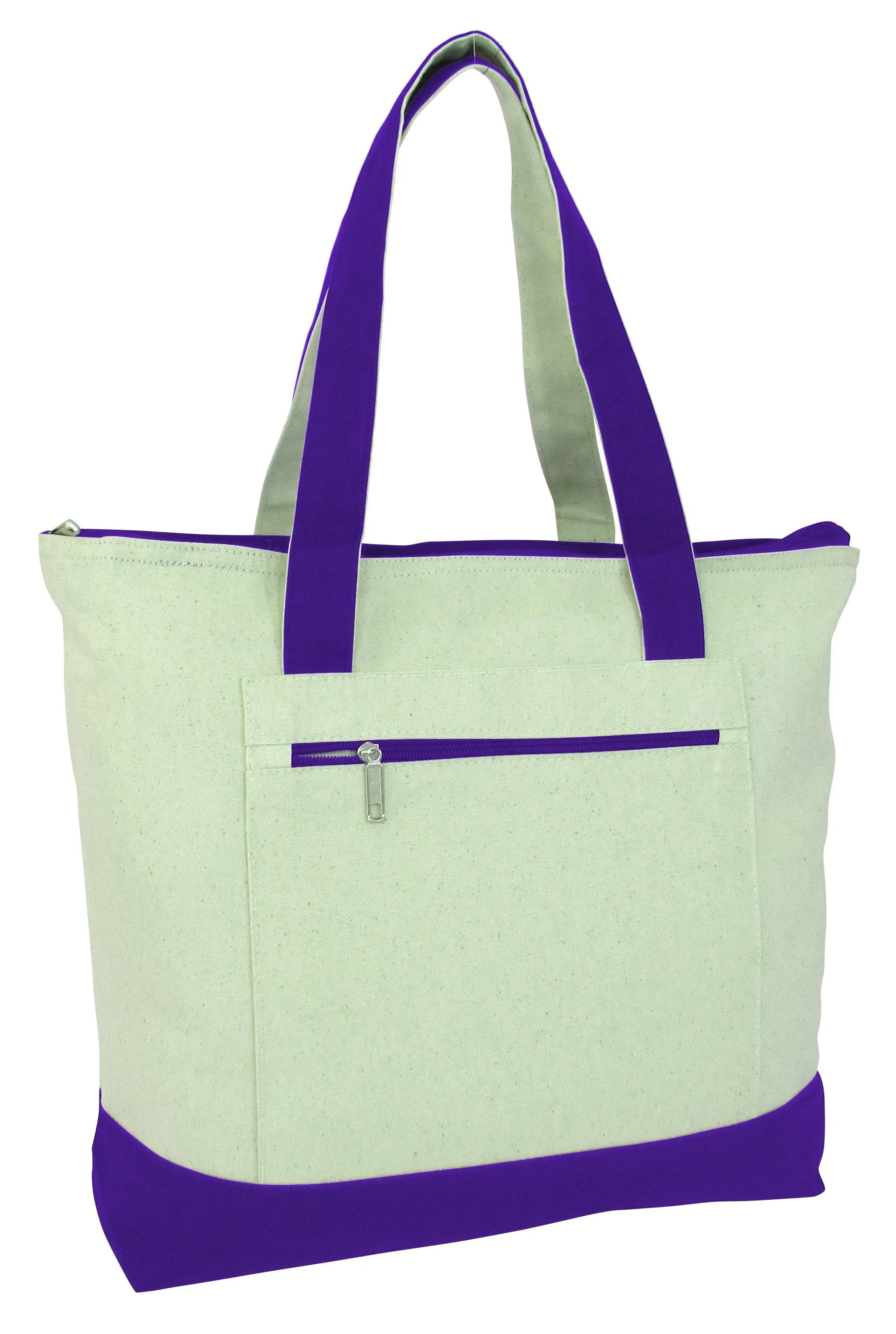 72 ct Heavy Canvas Zippered Shopping Tote Bags - By Case - Alternative Colors