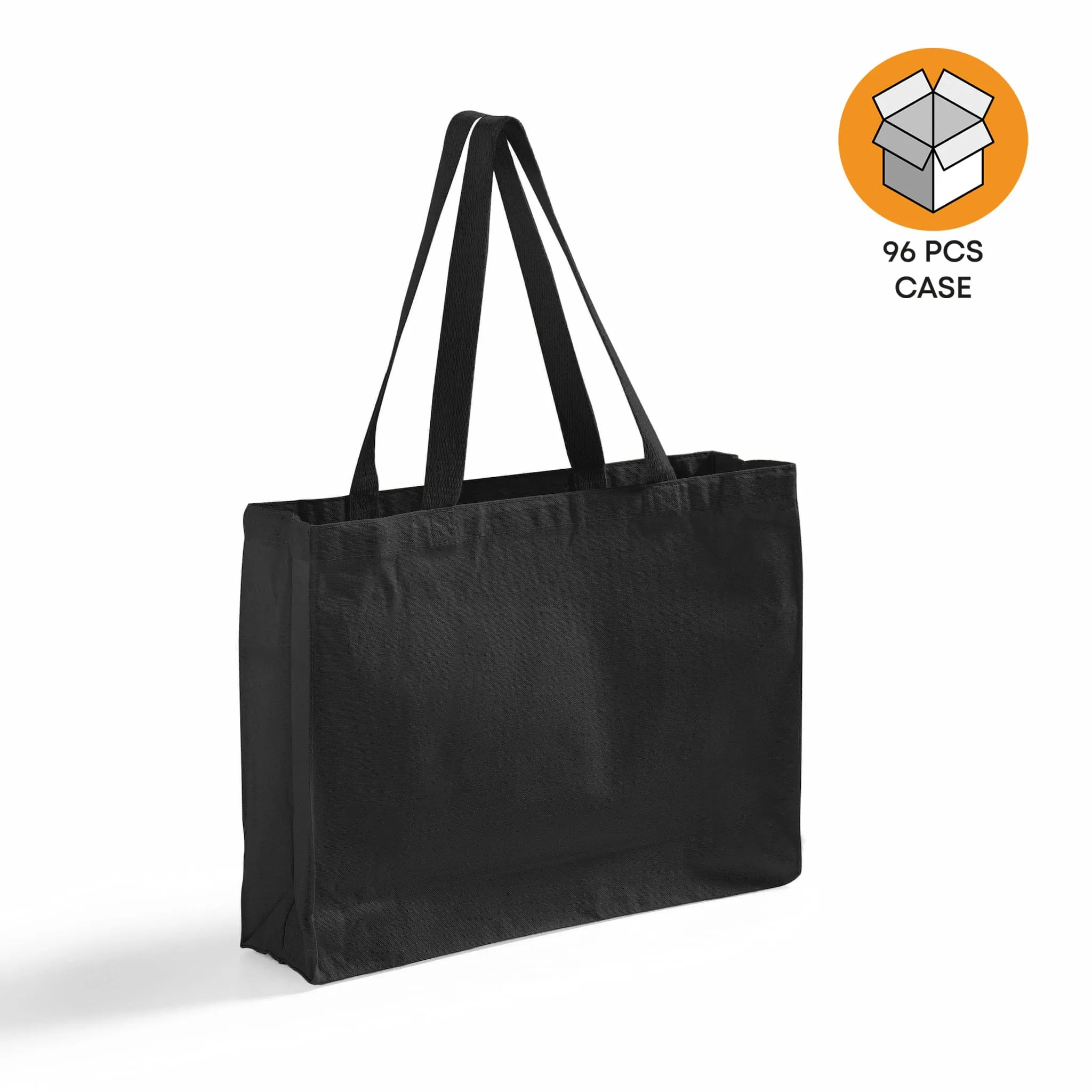 96 ct Full Gusset Heavy Canvas Affordable Horizontal Tote Bags - By Case