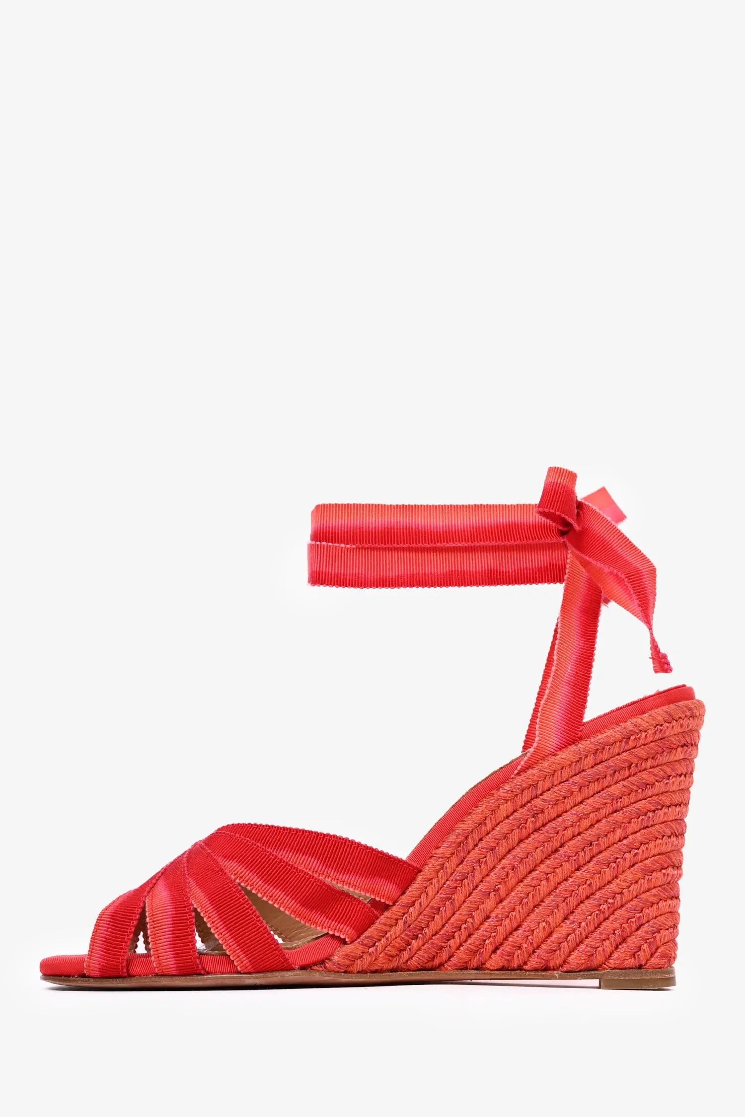 Aquazzura Red Strappy Espadrille Wedges Size 37