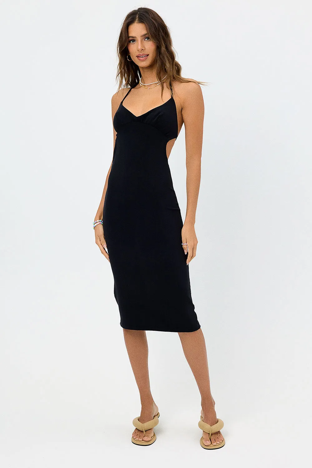 Benetar Terry Halter Dress - Black