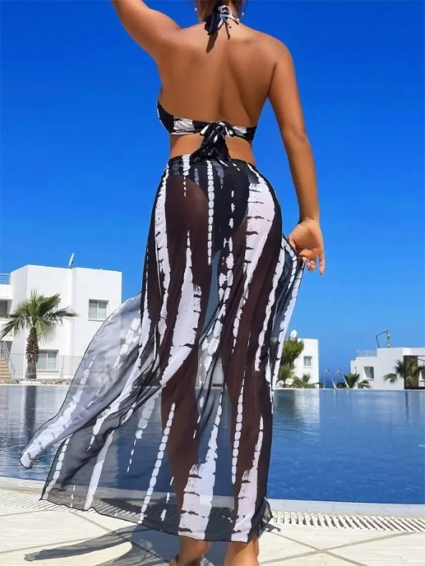 Boho Beach Tie-Dye Bikini Set with Dress Cover-Up