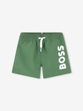 BOSS Baby Boys Logo Swim Shorts in Green