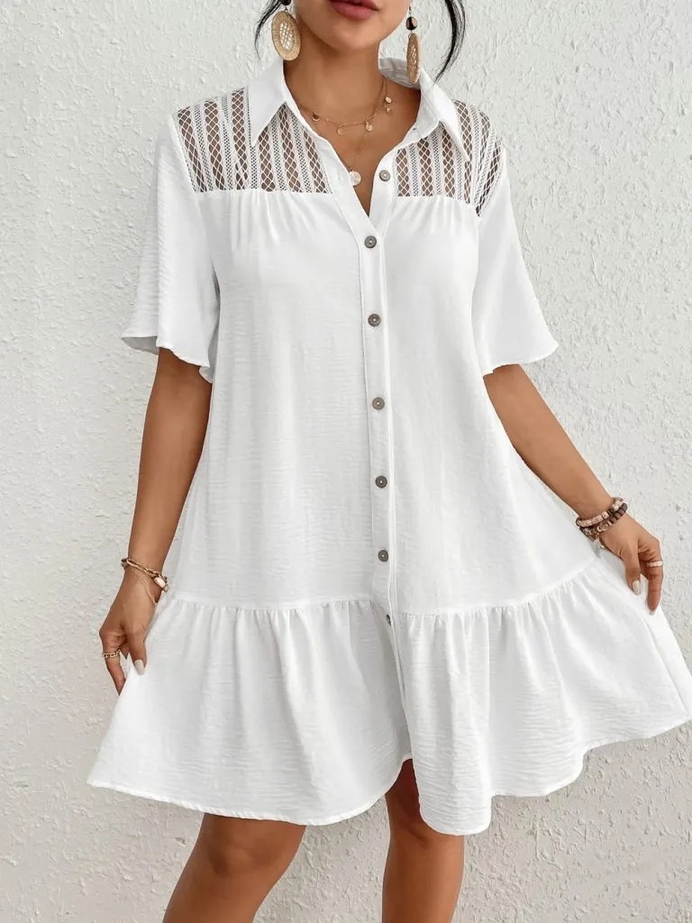 Button-Down White Shirt Swim Cover Up Dress