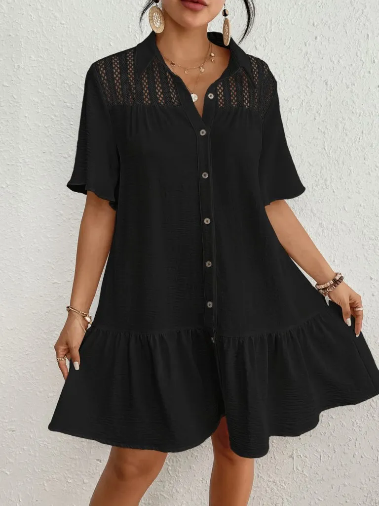 Button-Down White Shirt Swim Cover Up Dress