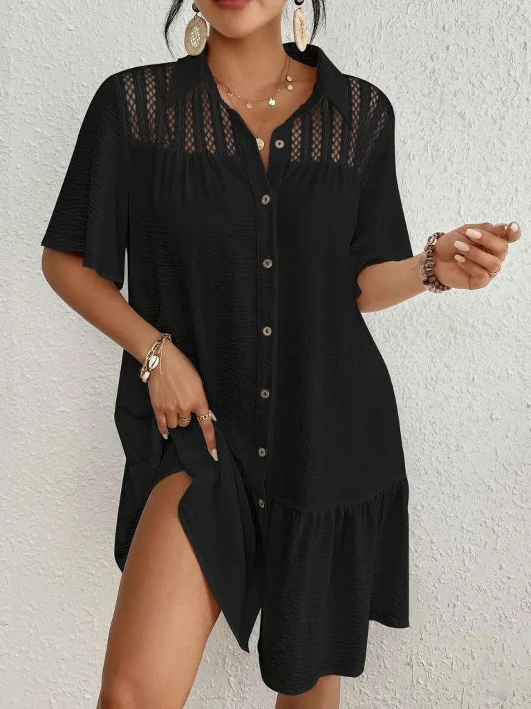 Button-Down White Shirt Swim Cover Up Dress