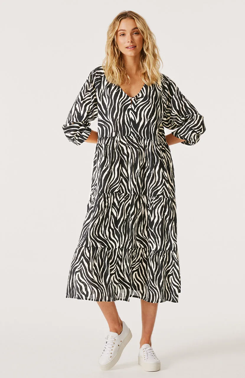 Cali Midi Dress - Black Zebra