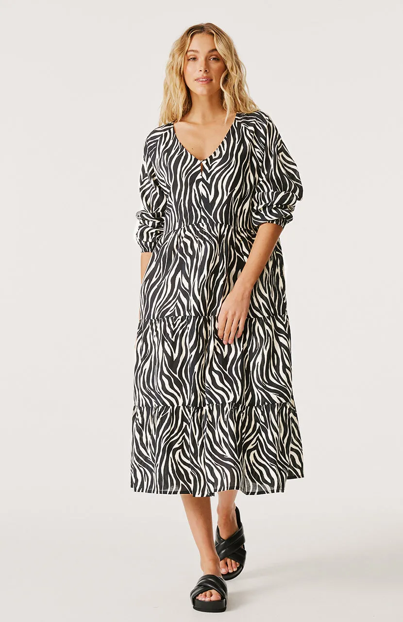 Cali Midi Dress - Black Zebra