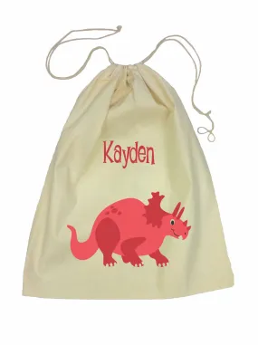 Calico Drawstring Bag - Red Dinosaur