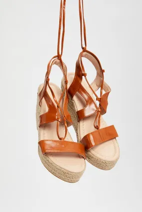 Camel Strappy Wedges