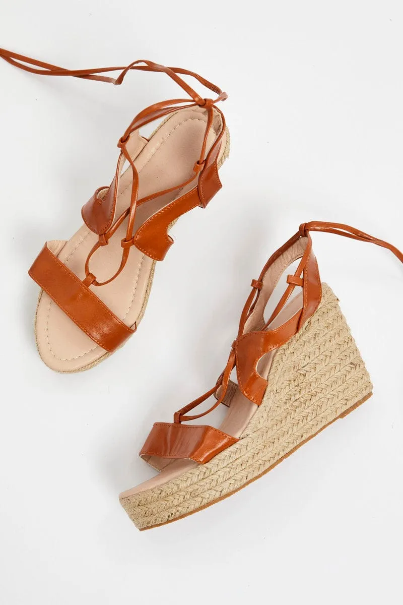 Camel Strappy Wedges