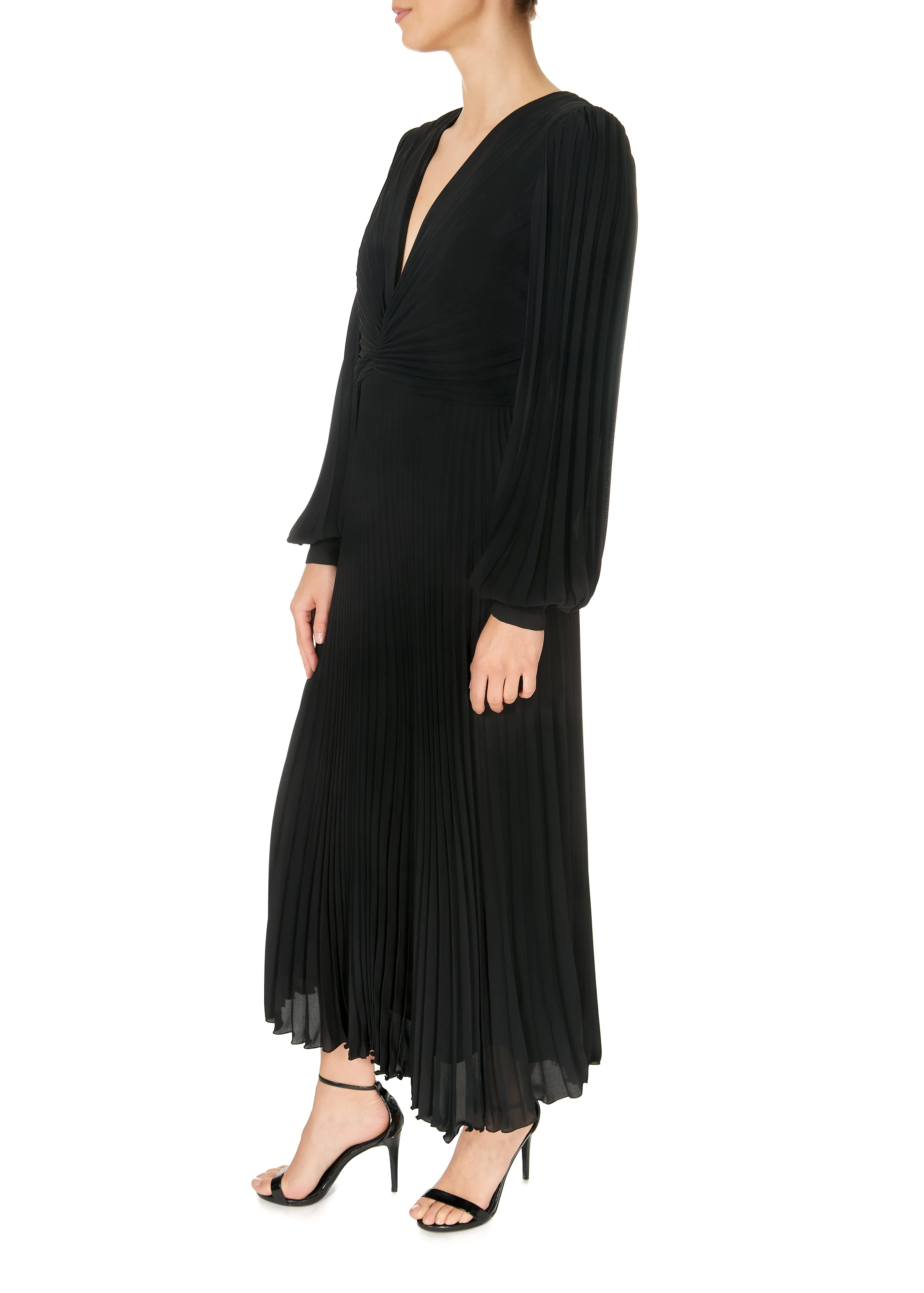 Carla Ruiz Black Pleated Midi Dress