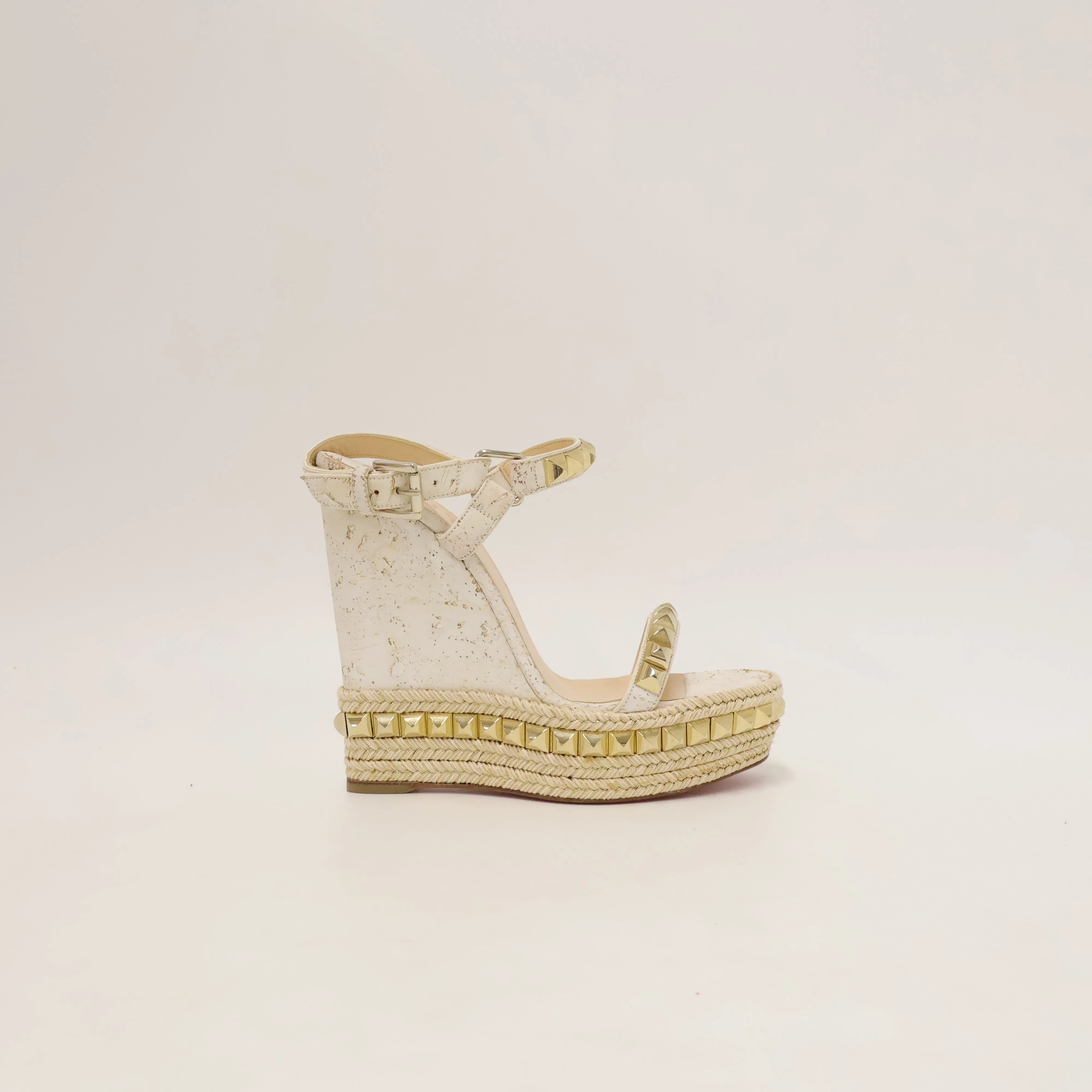 Christian Louboutin Stud Espadrille Wedge white