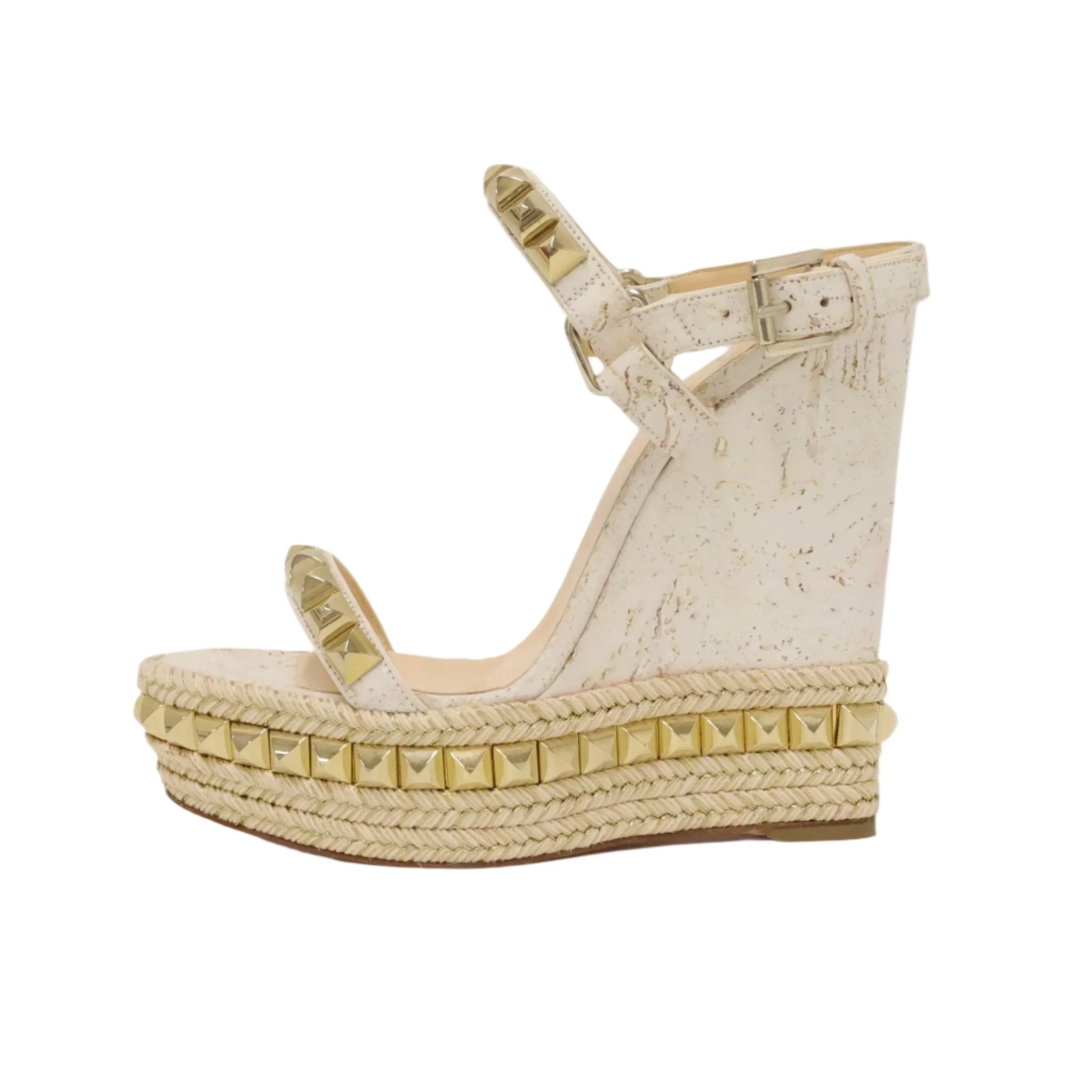 Christian Louboutin Stud Espadrille Wedge white