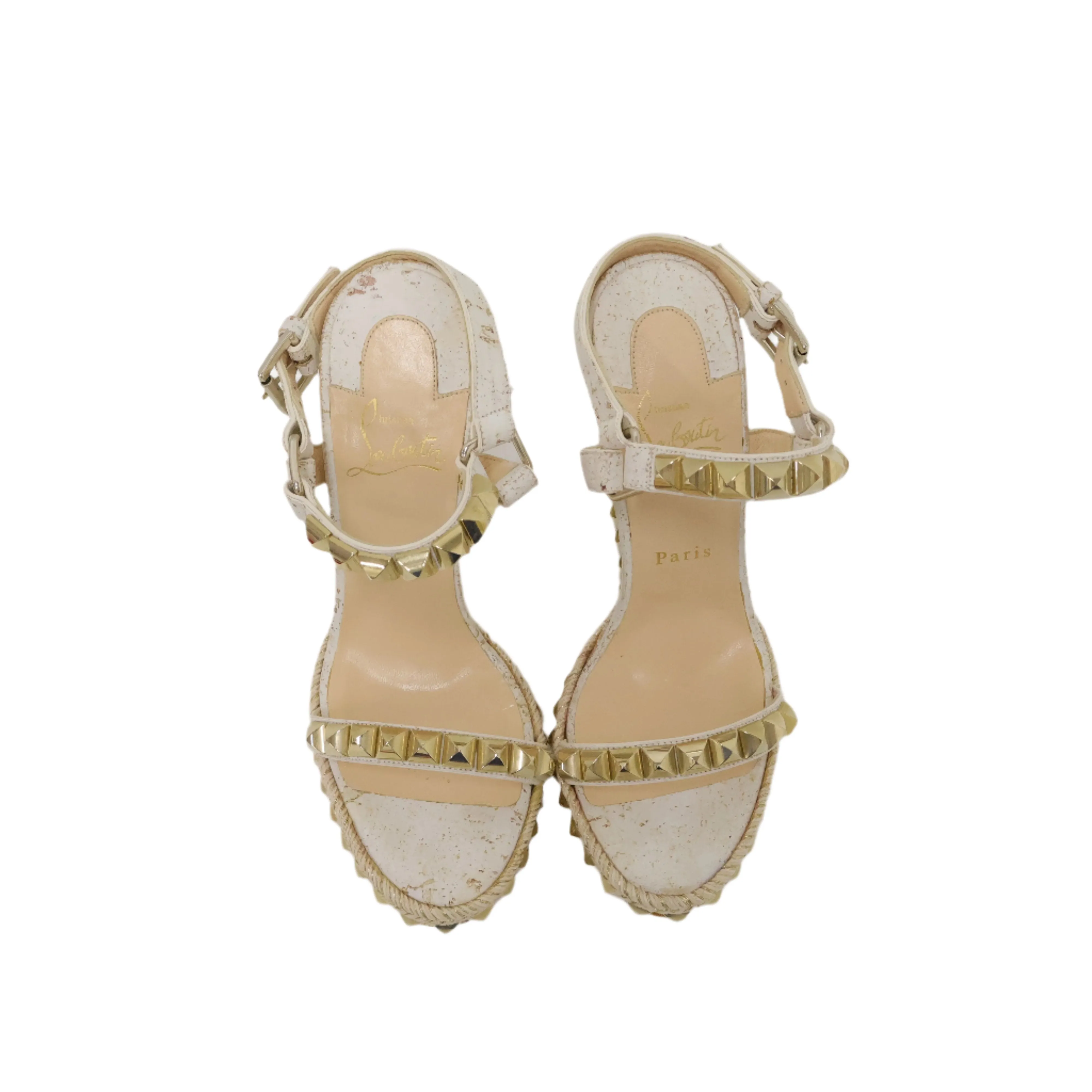 Christian Louboutin Stud Espadrille Wedge white