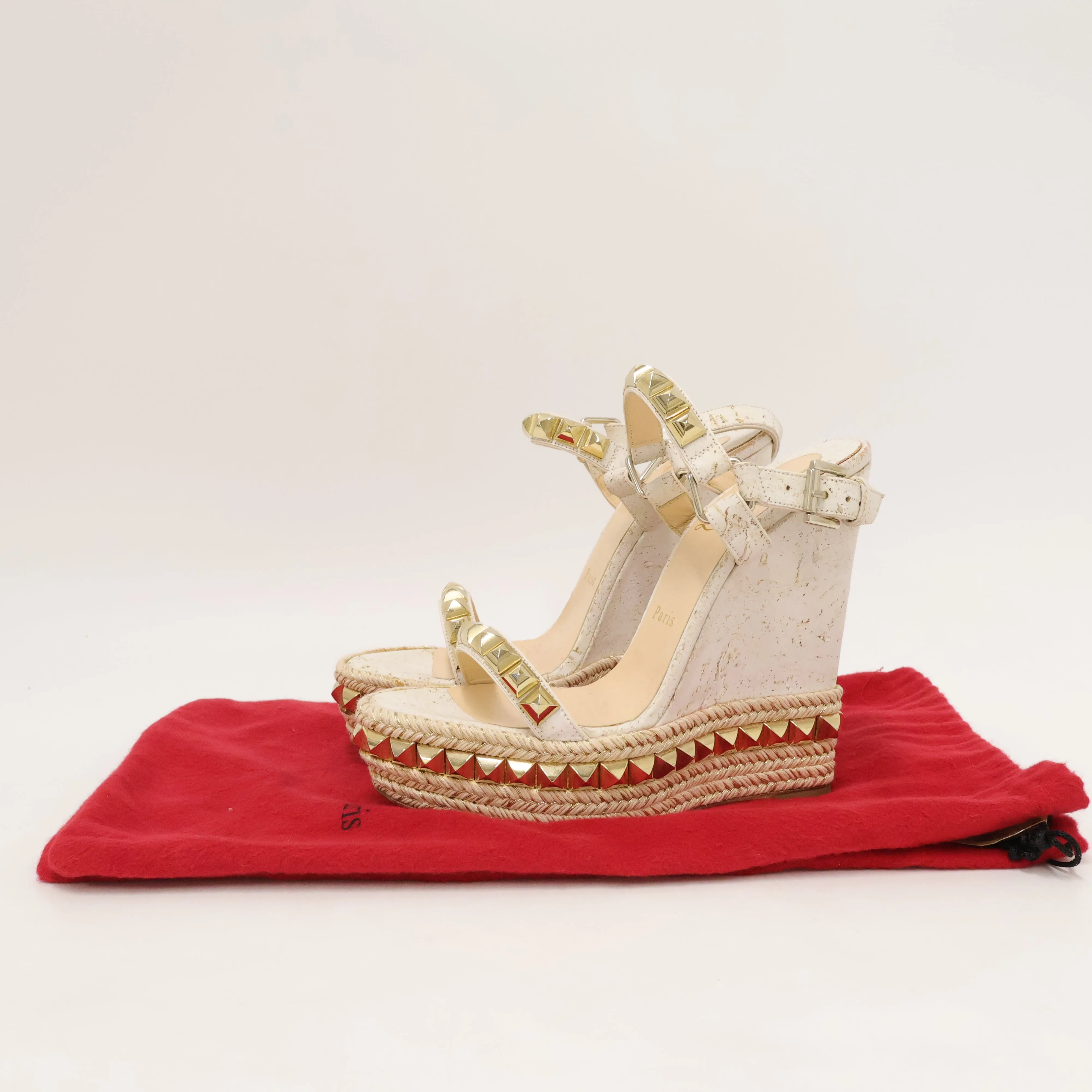 Christian Louboutin Stud Espadrille Wedge white