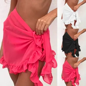 Ciara Beach Cover Up Ruffled Sarong Skirt