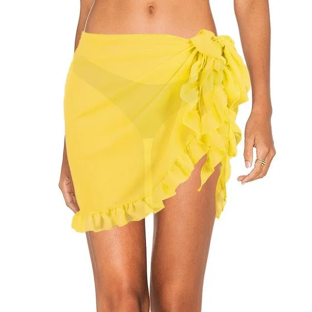 Ciara Beach Cover Up Ruffled Sarong Skirt