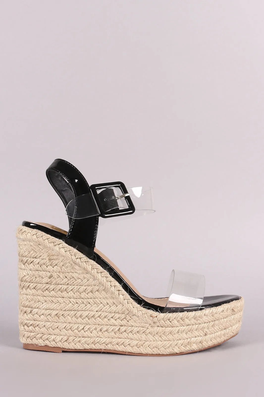 Clear Open Toe Espadrille Platform Wedge