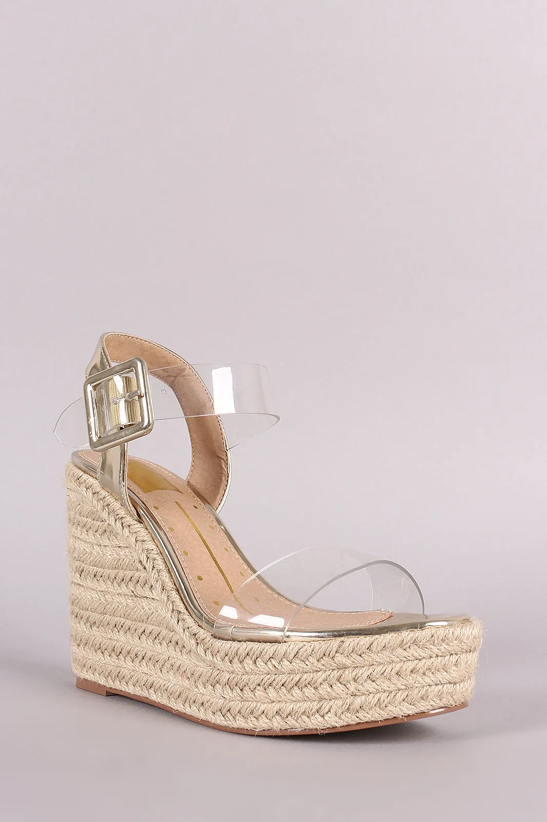 Clear Open Toe Espadrille Platform Wedge