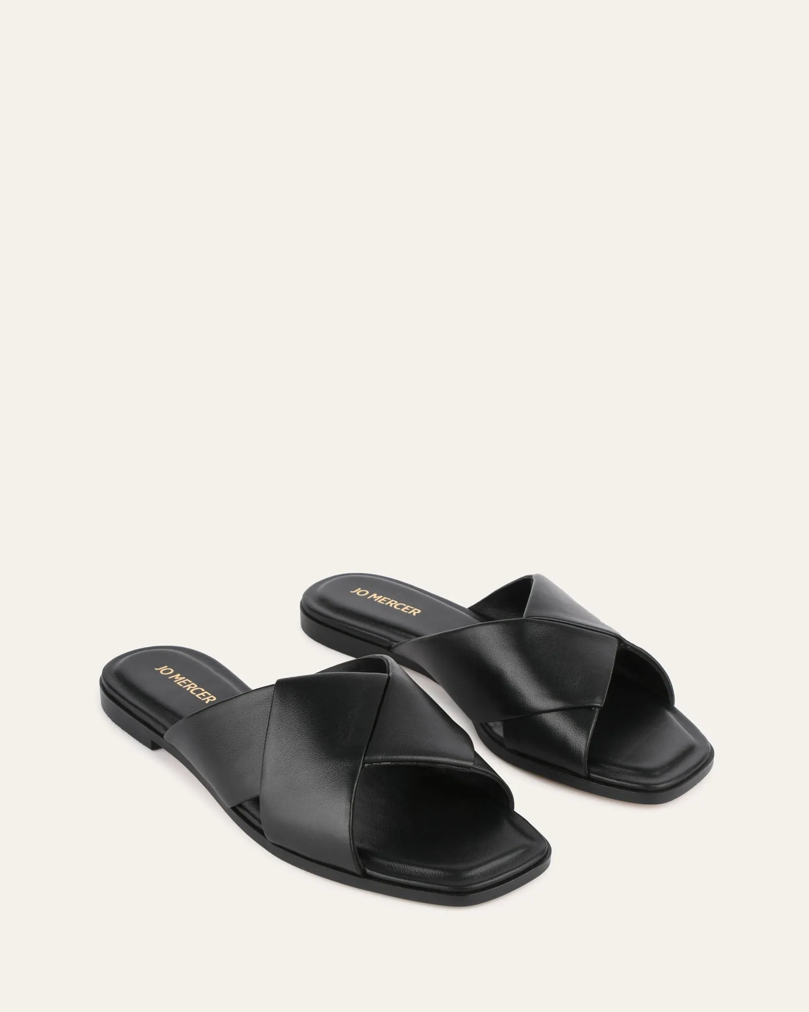 CYRA FLAT SANDALS BLACK LEATHER