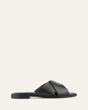 CYRA FLAT SANDALS BLACK LEATHER