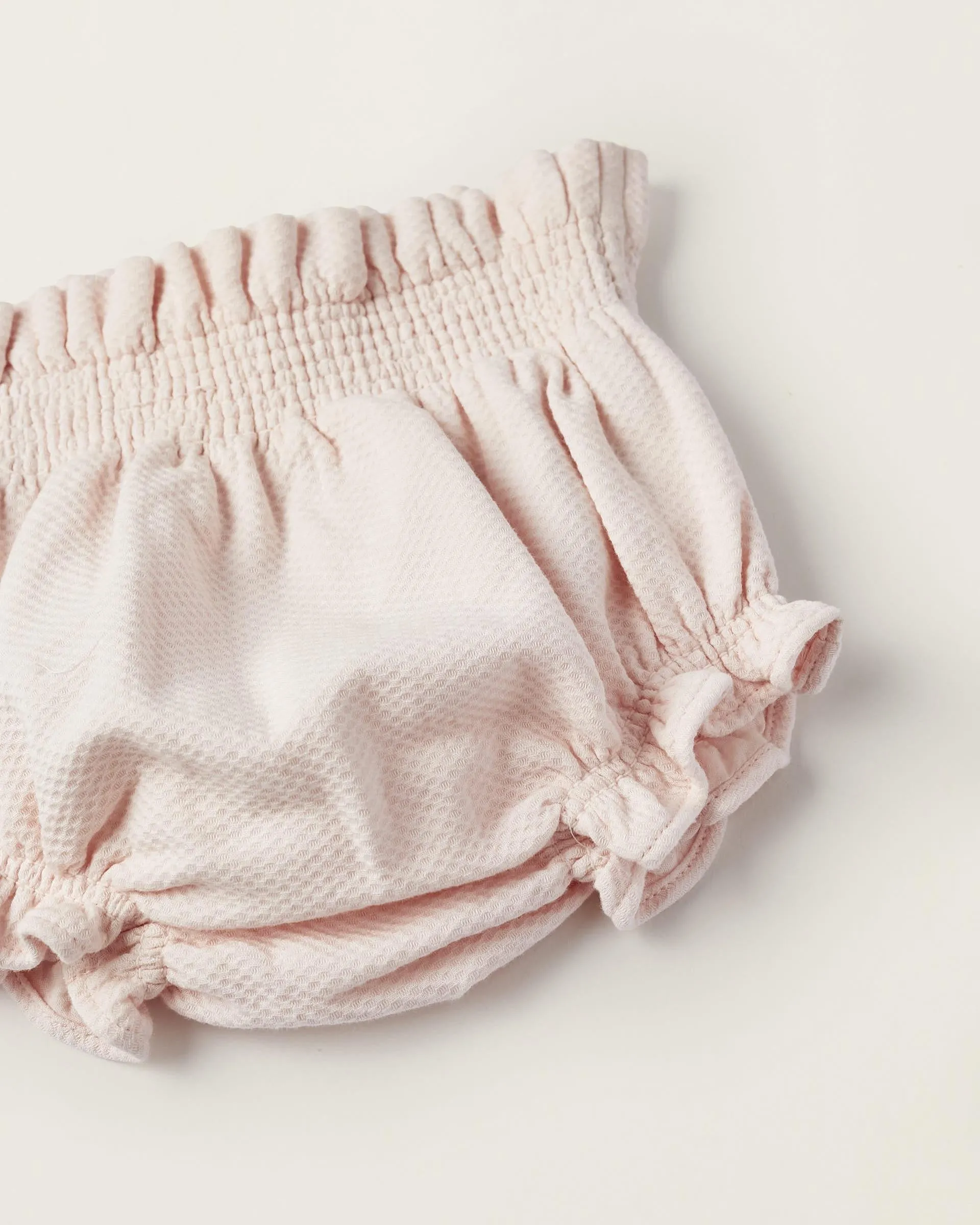 Diaper Cover in Piqué Cotton for Newborn Girls, Light Pink