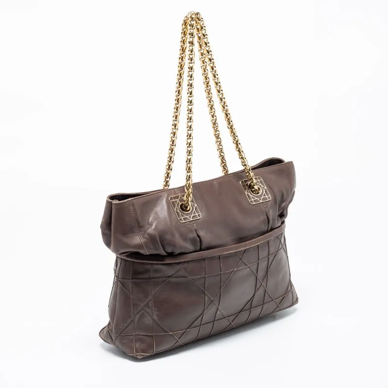 DIOR Dark Beige Cannage Leather Granville Chain Link Tote