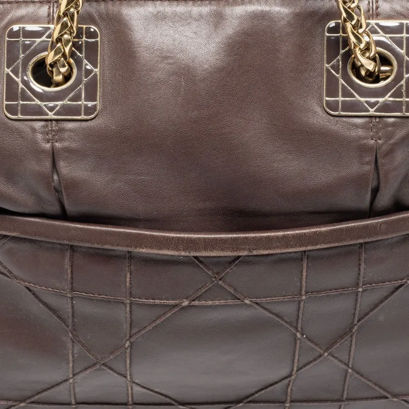 DIOR Dark Beige Cannage Leather Granville Chain Link Tote