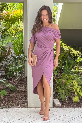 Eggplant Off Shoulder Dress