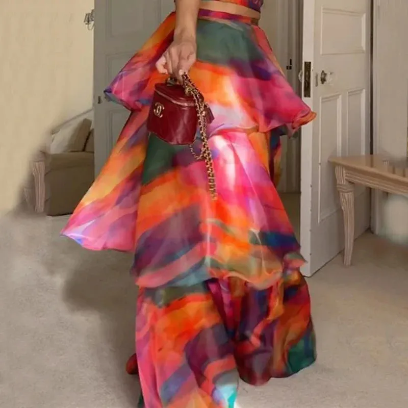 Fashion Tie Dye Sexy Sleeveless Maxi Dresses Wholesale Womens Clothing N3824040700322