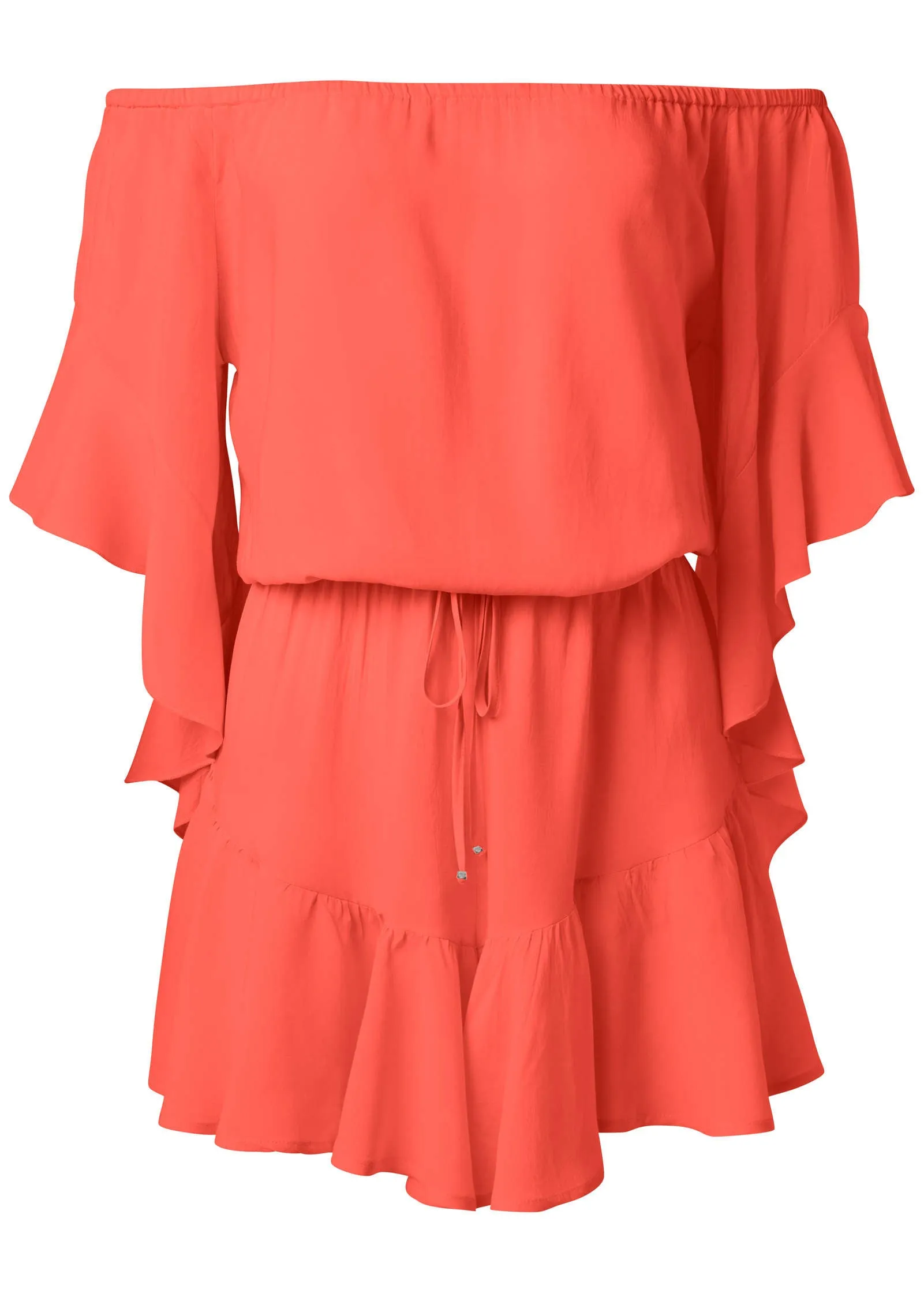 Flirty Romper Cover-Up - Coral Bright