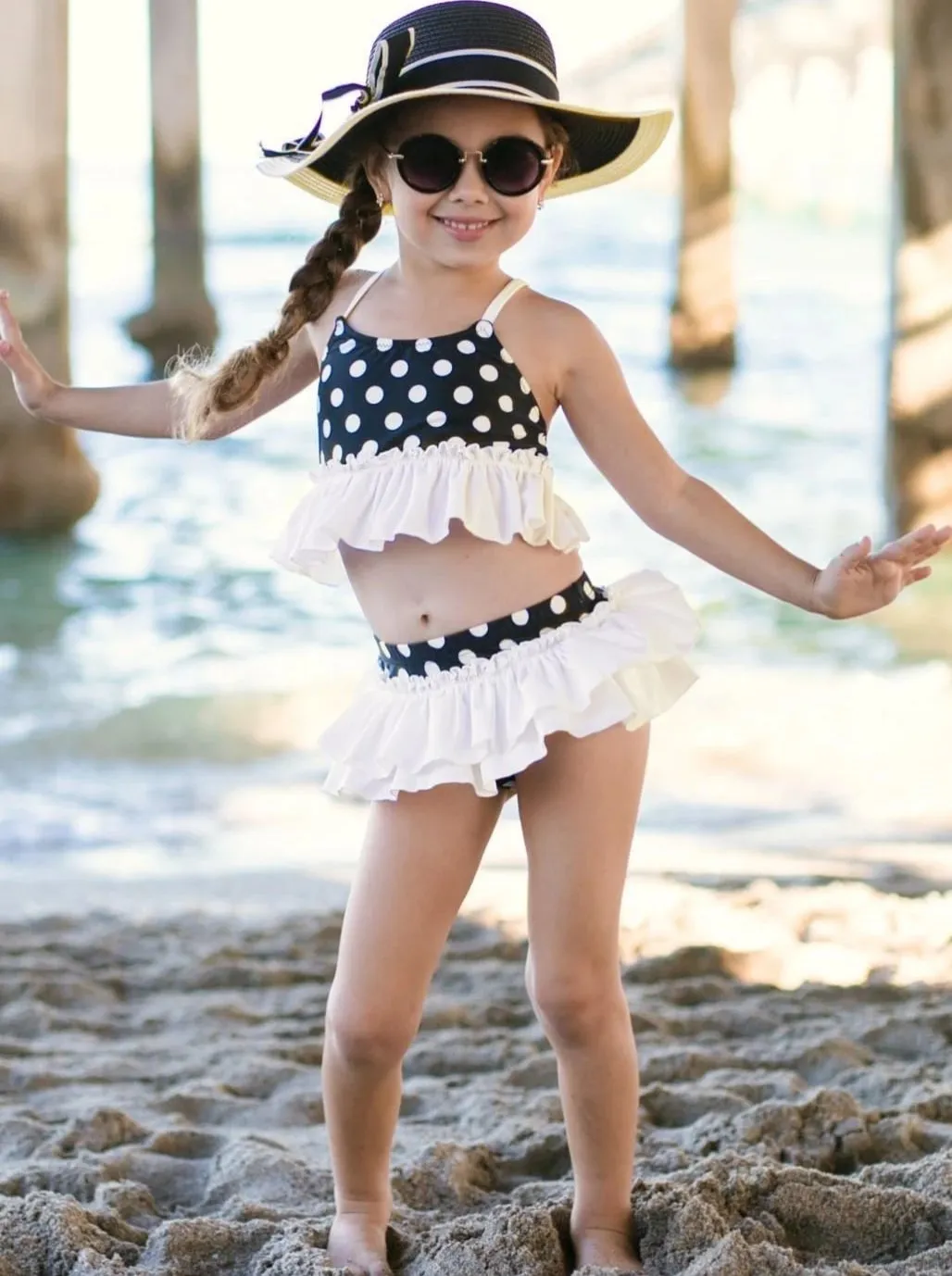 Girls Polka Dot Diva Two Piece Swimsuit with Matching Cover Up