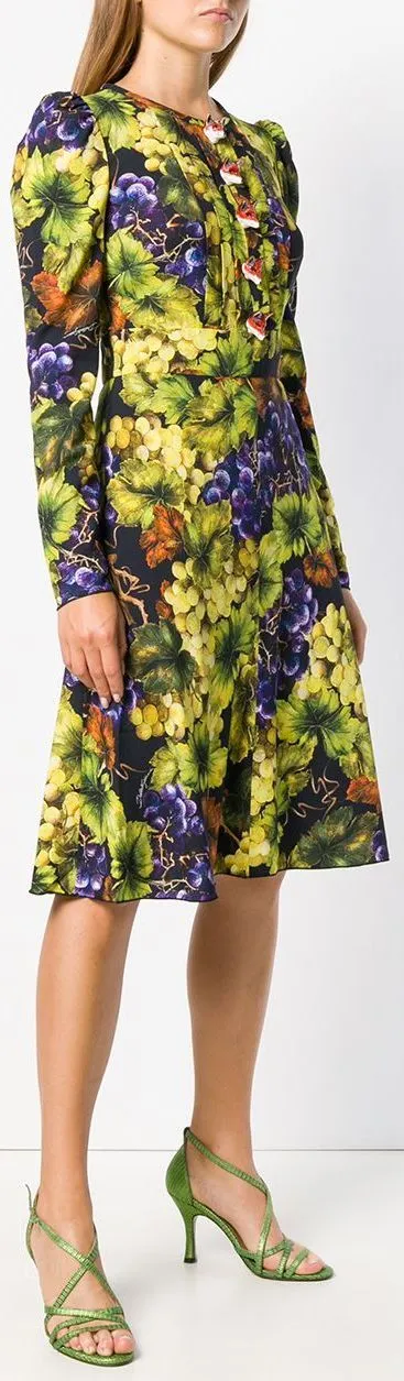 Grape Print Midi Dress