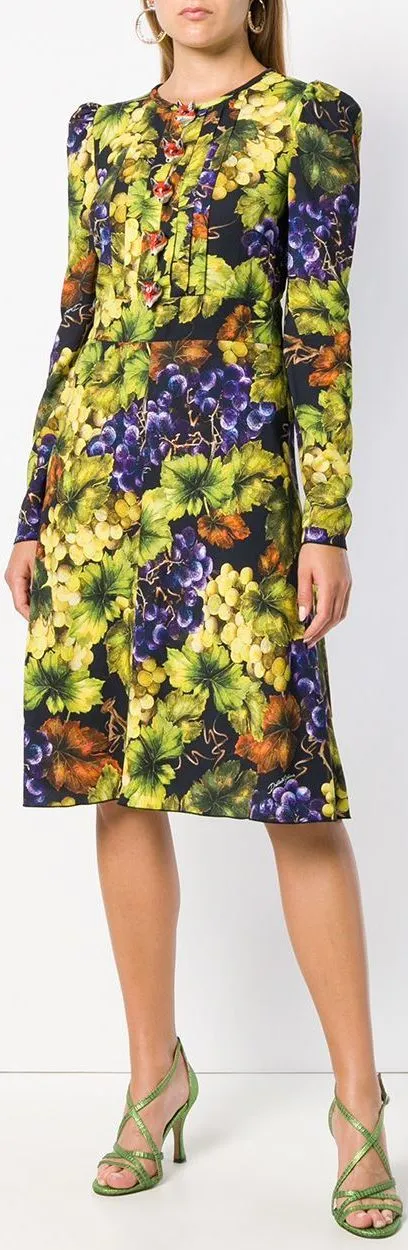 Grape Print Midi Dress