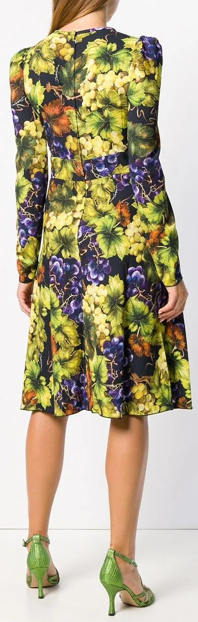 Grape Print Midi Dress