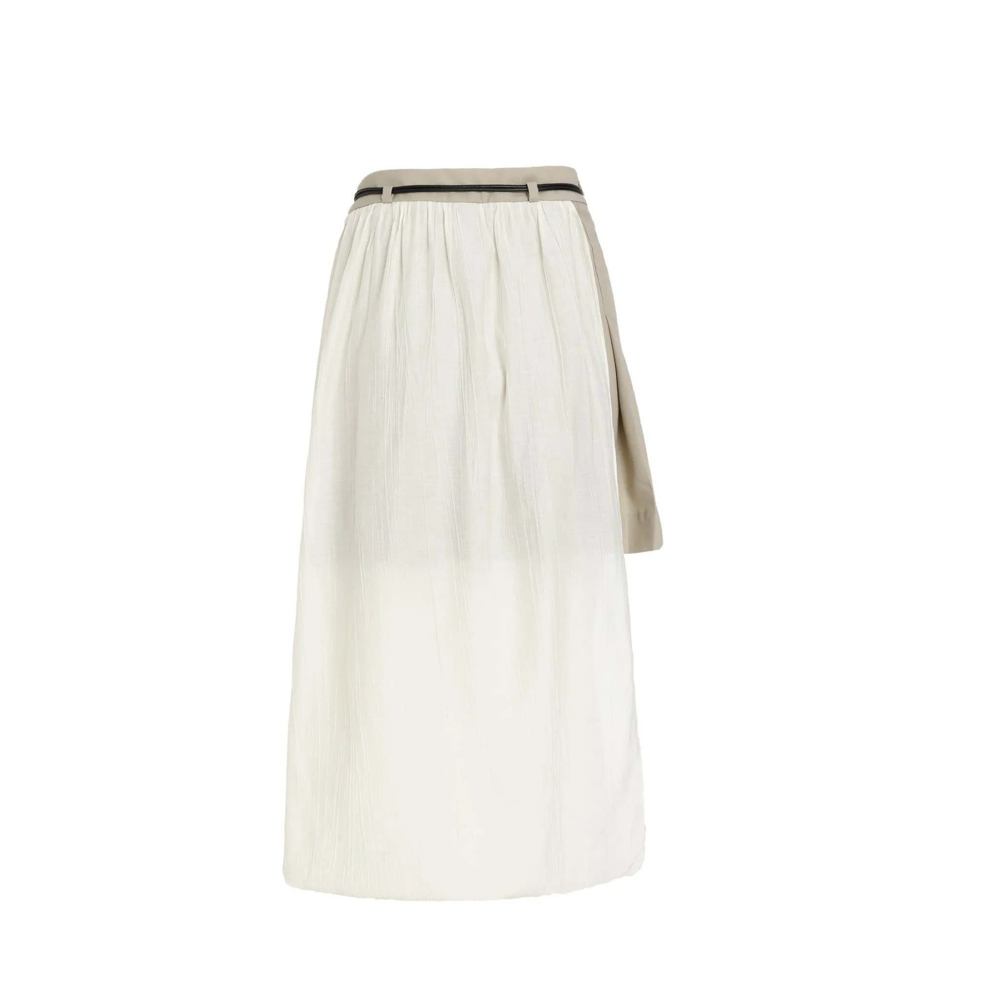 Grey Pleats Wool Wrap Skirt