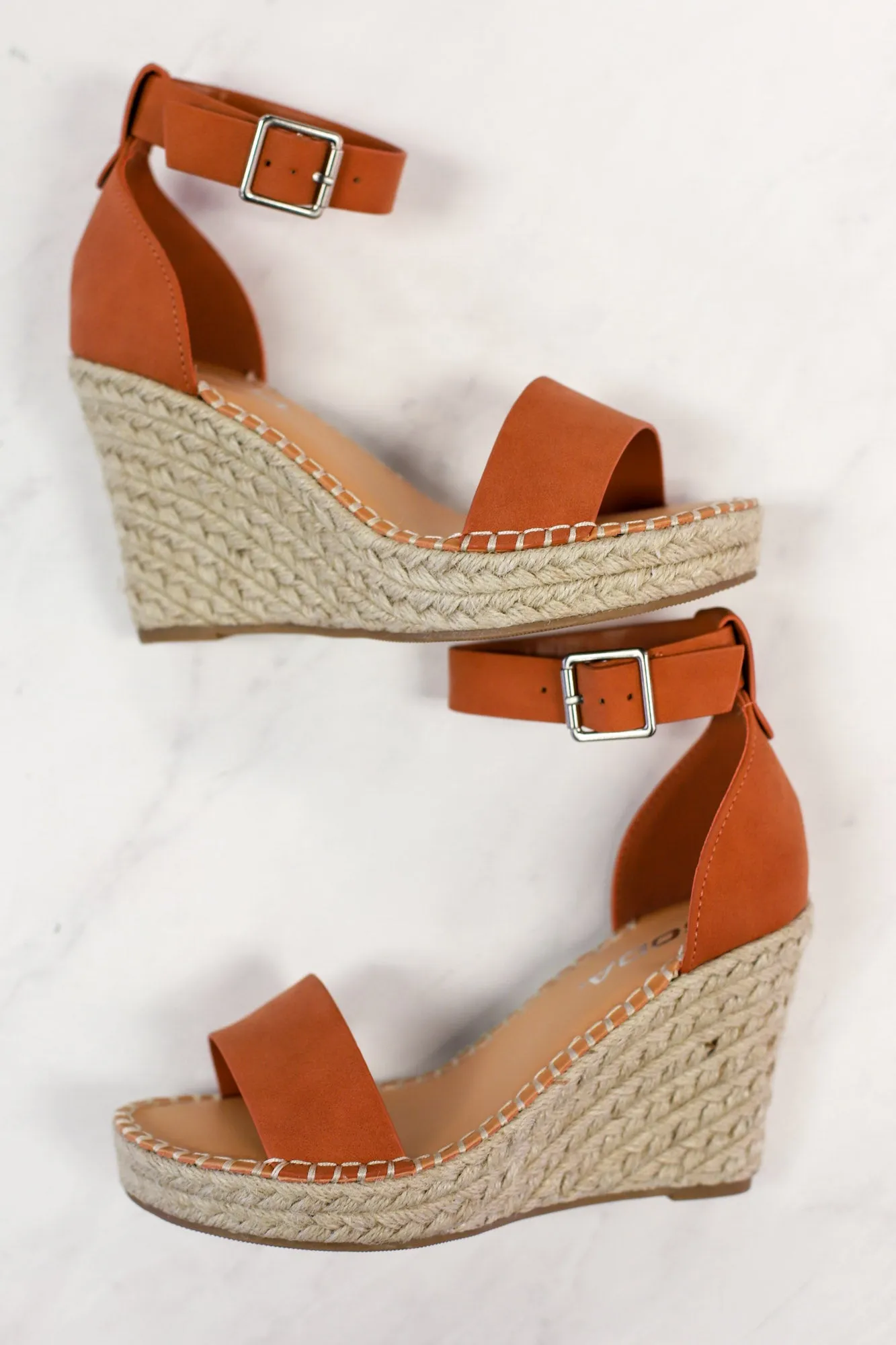 Hazel Espadrille Wedges: Peach