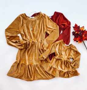 Honey Rust Corduroy Matching Dresses