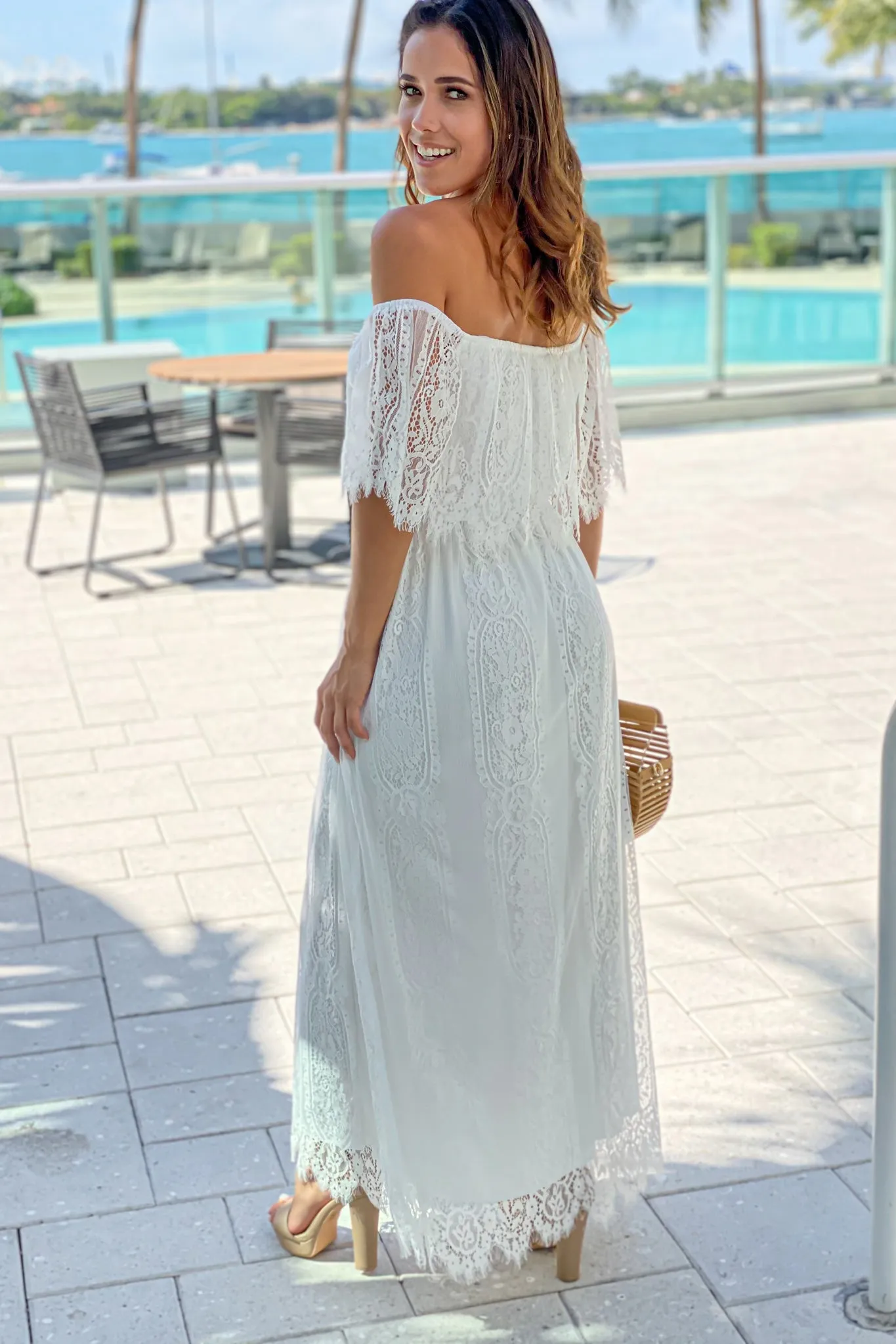 Ivory Lace Off Shoulder Dress