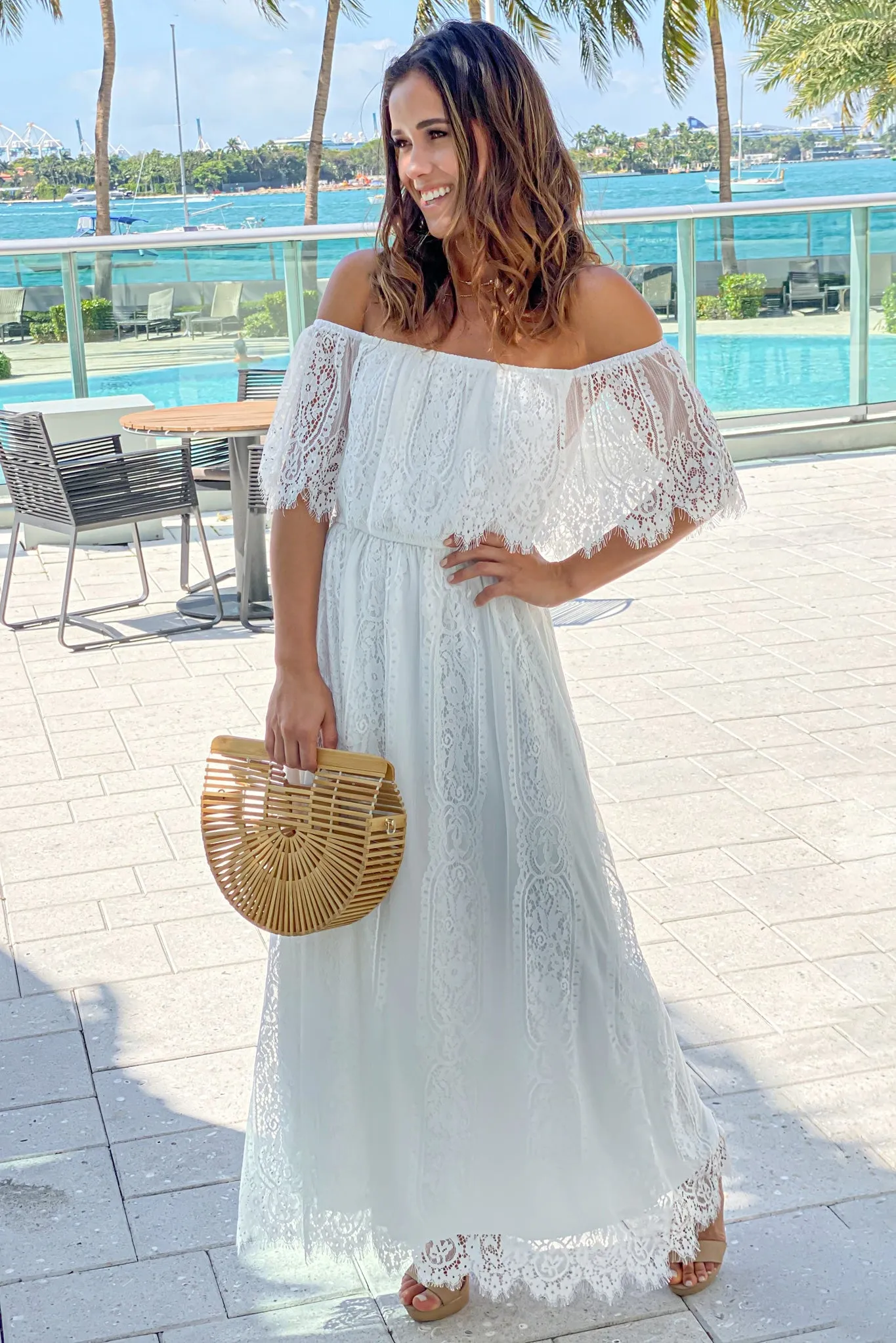 Ivory Lace Off Shoulder Dress