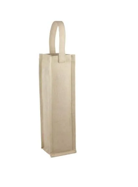 Jute Blend Single Wine Bottle Tote Bags Laminated Interior  WJ065