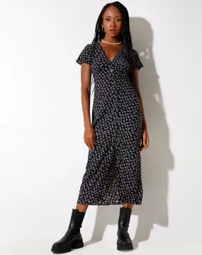 Larin Midi Dress in Dark Base Floral Black