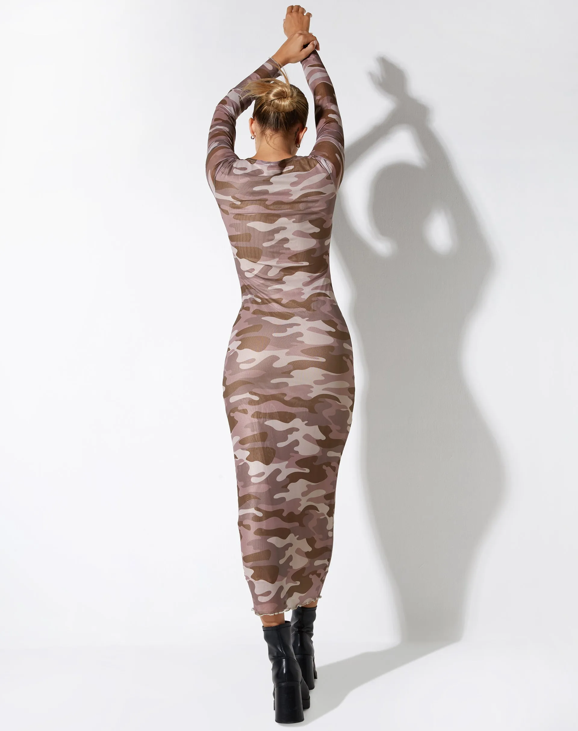 Laura Midi Dress in Camo