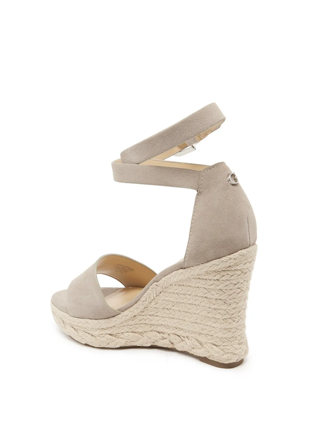 Light Grey Hidy Suede Espadrille Wedges