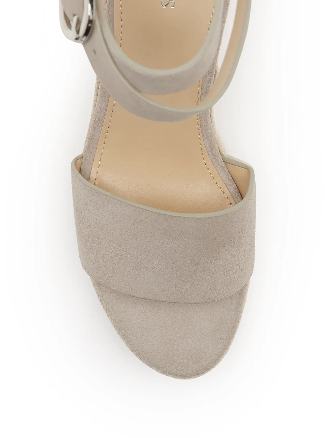 Light Grey Hidy Suede Espadrille Wedges