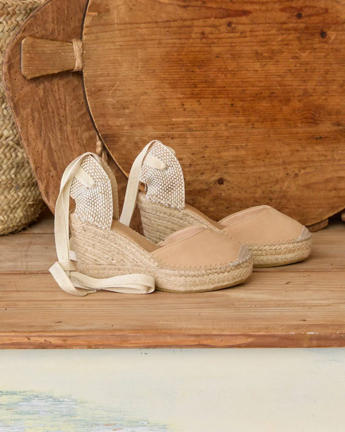 Lilith Heart Suede Espadrille-Beige